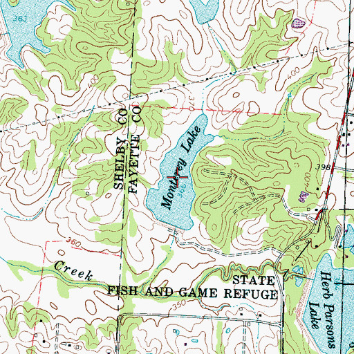 Topographic Map of Monterey Lake, TN