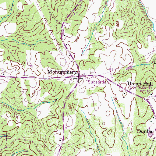 Topographic Map of Montgomery, TN