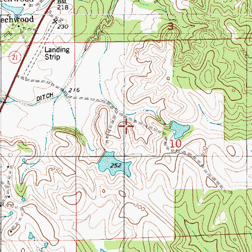 Topographic Map of Beechwood Airport (historical), AL