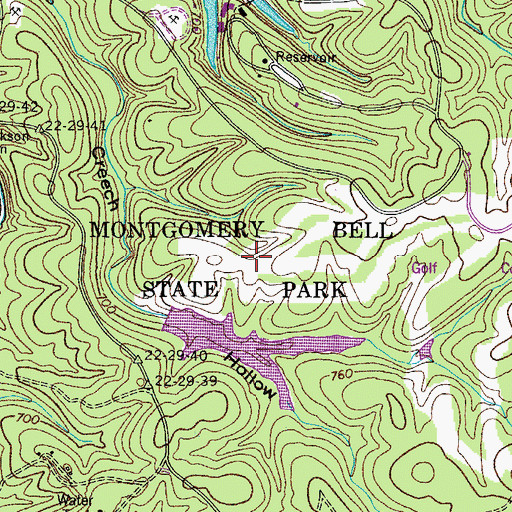 Topographic Map of Montgomery Bell State Park, TN