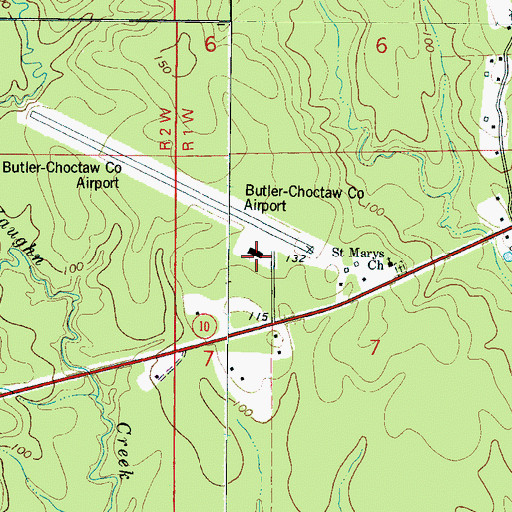 Topographic Map of Butler-Choctaw County Airport, AL