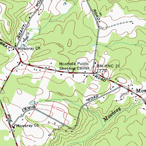 Topographic Map of Montlake Public Shooting Center, TN