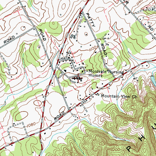 Topographic Map of Montvale Nursing Homes, TN