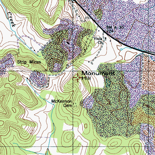 Topographic Map of Monument Hill, TN