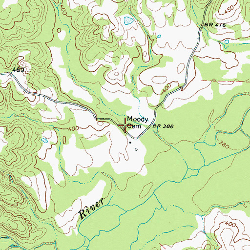 Topographic Map of Moody Cemetery, TN