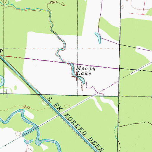 Topographic Map of Moody Lake, TN