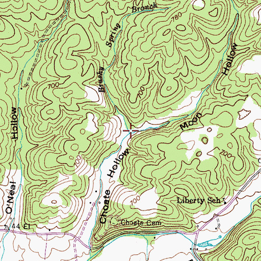 Topographic Map of Moon Hollow, TN