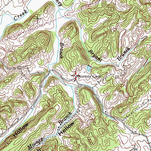 Topographic Map of Mooney Cemetery, TN