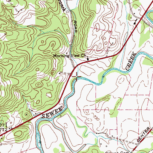 Topographic Map of Moore Branch, TN