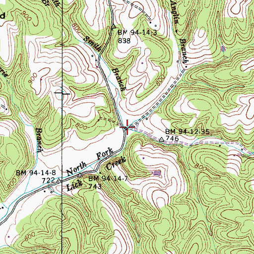 Topographic Map of Moore Branch, TN