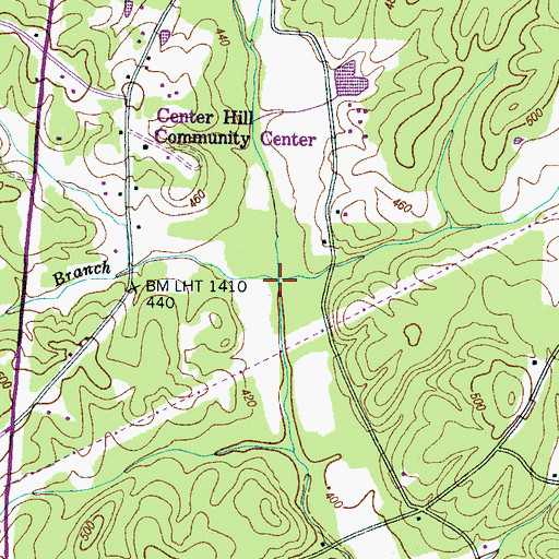 Topographic Map of Moore Branch, TN