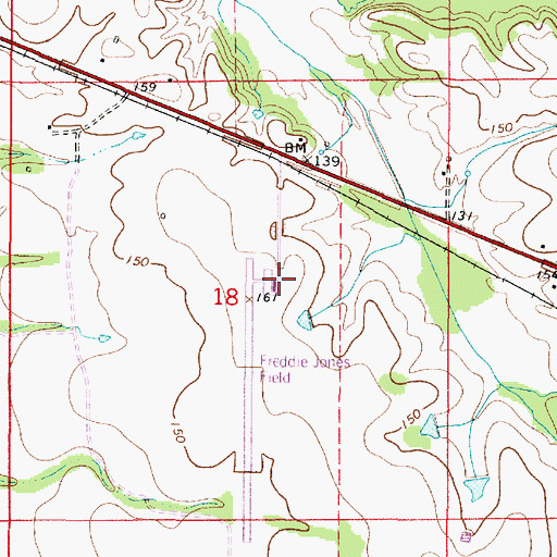Topographic Map of Freddie Jones Field Airport (historical), AL