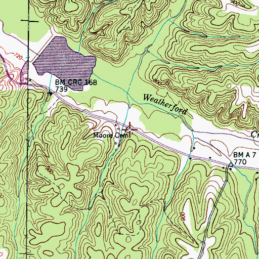 Topographic Map of Moore Cemetery, TN