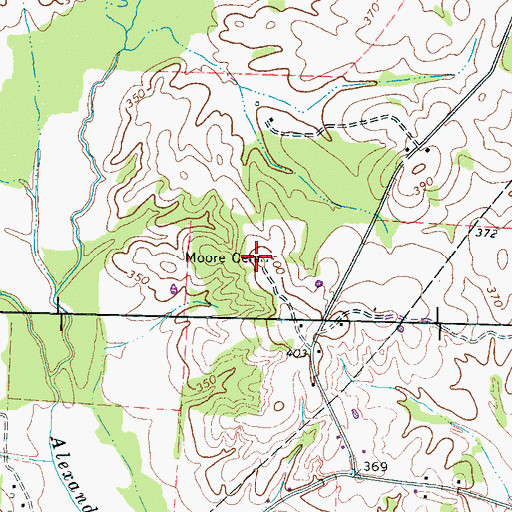 Topographic Map of Moore Cemetery, TN
