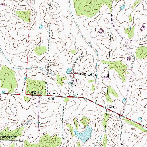 Topographic Map of Moore Cemetery, TN