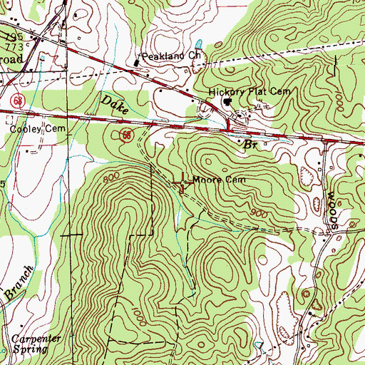 Topographic Map of Moore Cemetery, TN