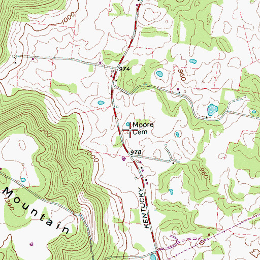 Topographic Map of Moore Cemetery, TN