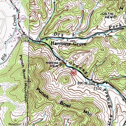Topographic Map of Moore Cemetery, TN