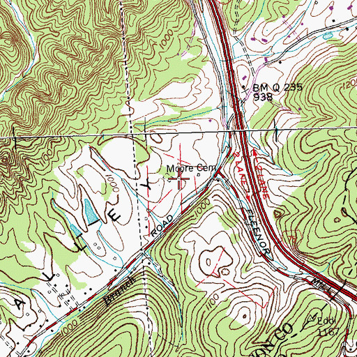 Topographic Map of Moore Cemetery, TN