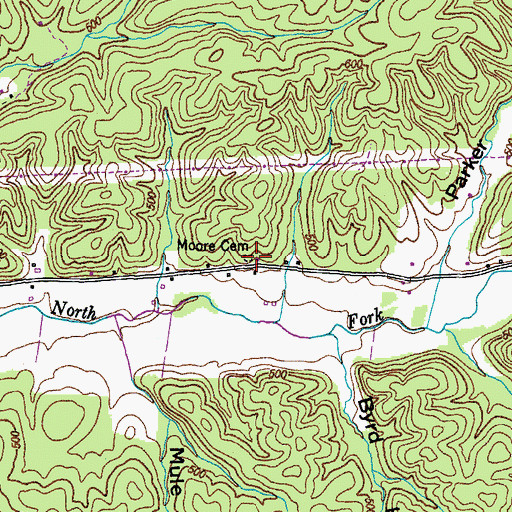 Topographic Map of Moore Cemetery, TN