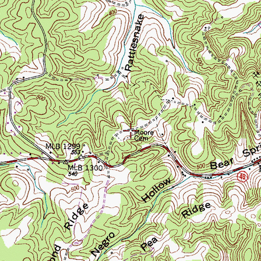 Topographic Map of Moore Cemetery, TN