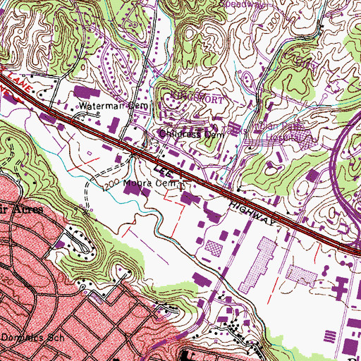 Topographic Map of Moore Cemetery, TN