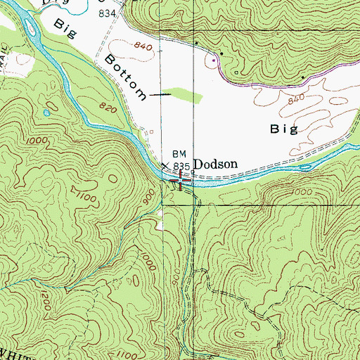 Topographic Map of Moore Creek, TN