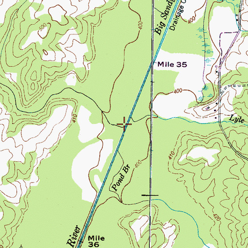 Topographic Map of Moore Creek, TN