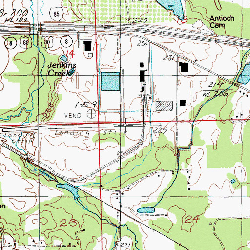 Topographic Map of Kershaw Airport, AL