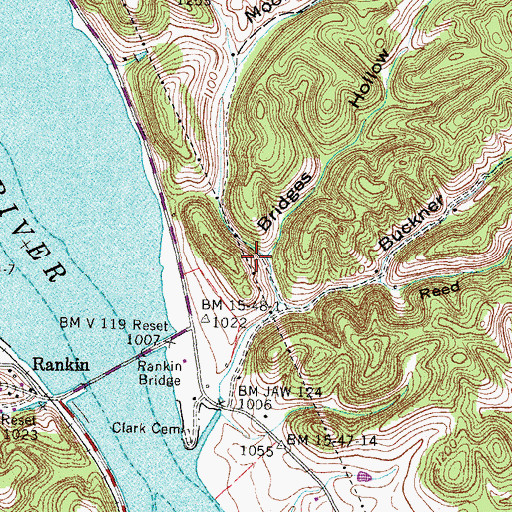 Topographic Map of Moore Hollow, TN
