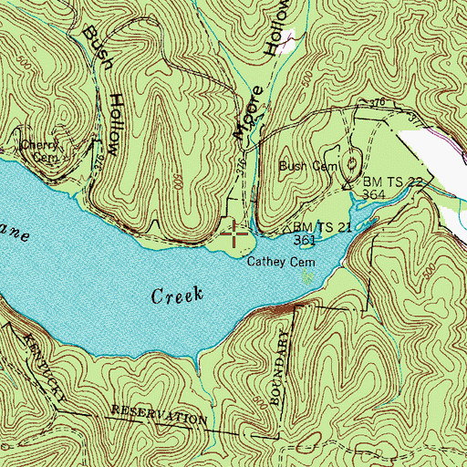 Topographic Map of Moore Hollow, TN