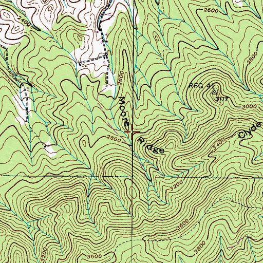 Topographic Map of Moore Ridge, TN