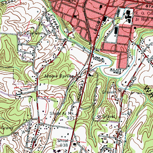 Topographic Map of Moore Spring, TN