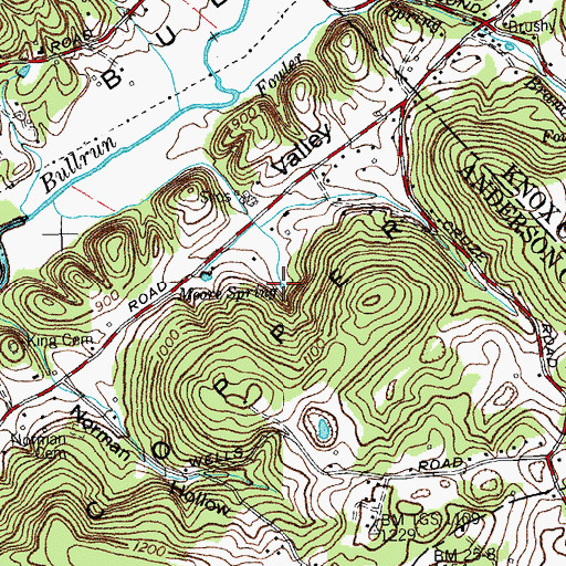 Topographic Map of Moore Spring, TN
