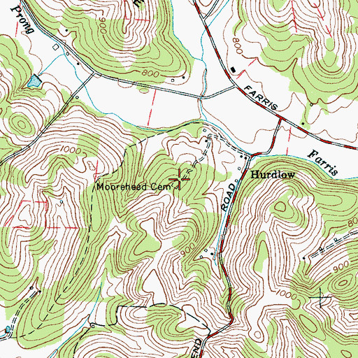 Topographic Map of Moorehead Cemetery, TN