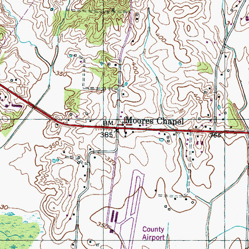 Topographic Map of Moores Chapel, TN