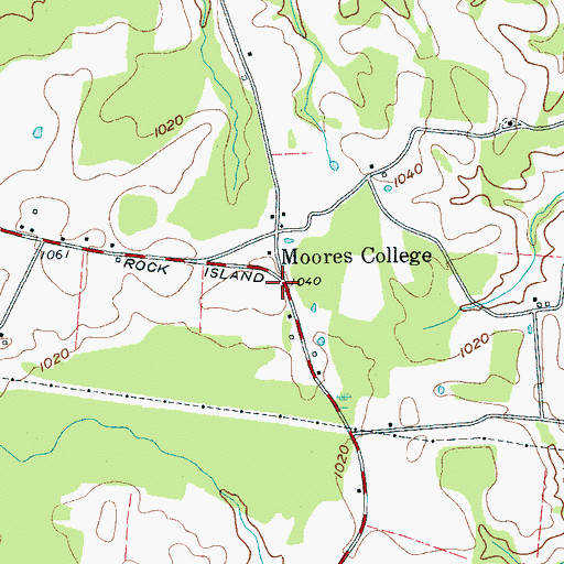 Topographic Map of Moores College, TN