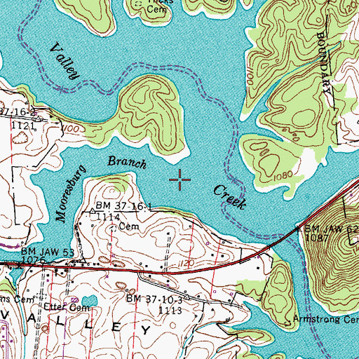 Topographic Map of Mooresburg Branch, TN