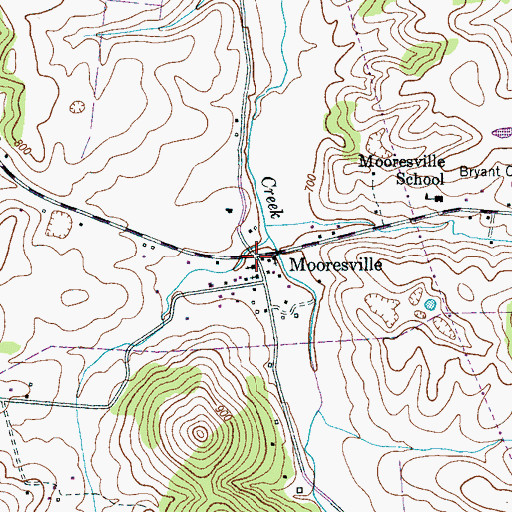 Topographic Map of Mooresville, TN