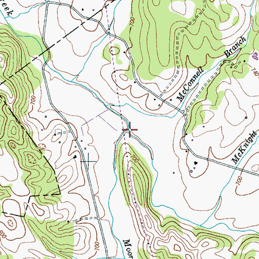 Topographic Map of Mooresville Creek, TN