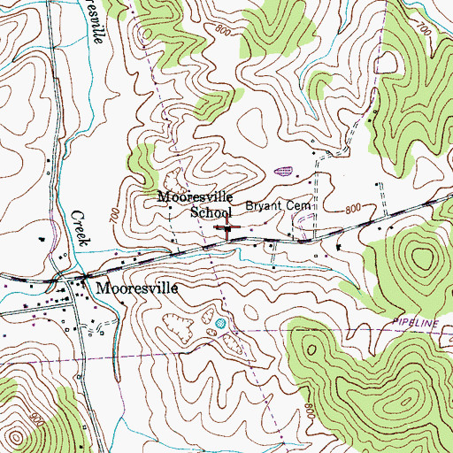 Topographic Map of Mooresville School, TN
