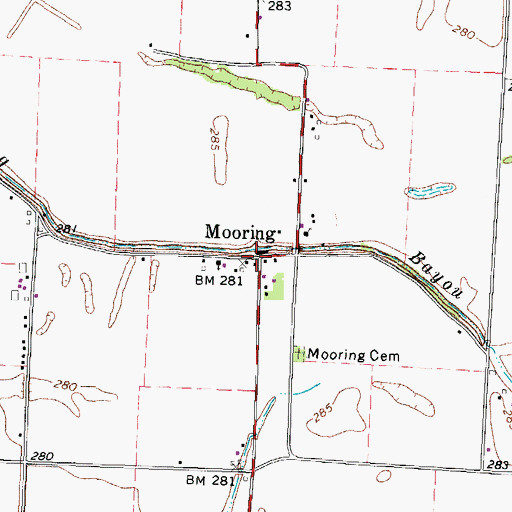 Topographic Map of Mooring, TN