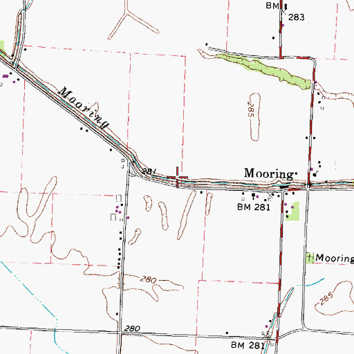 Topographic Map of Mooring Bayou, TN
