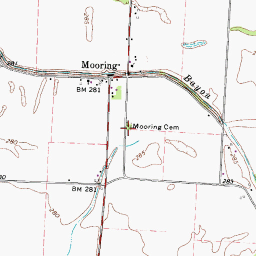 Topographic Map of Mooring Cemetery, TN