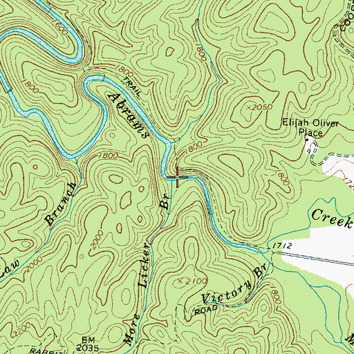 Topographic Map of More Licker Branch, TN