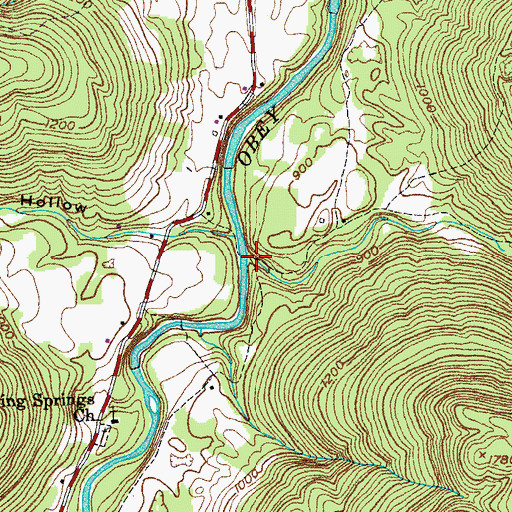 Topographic Map of Moredock Branch, TN