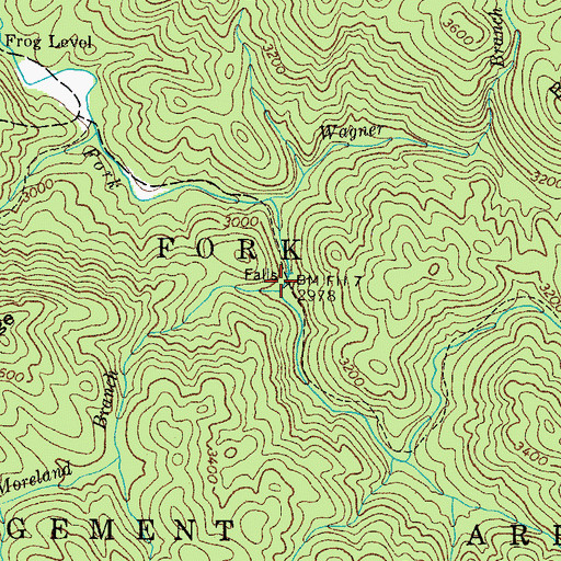 Topographic Map of Moreland Branch, TN