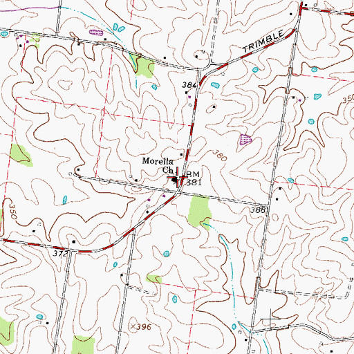 Topographic Map of Morella Church, TN