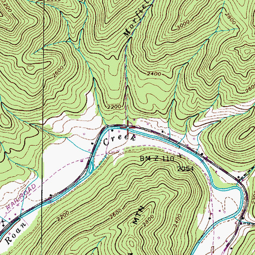 Topographic Map of Morfield Branch, TN