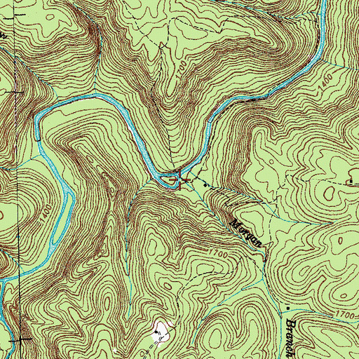 Topographic Map of Morgan Branch, TN
